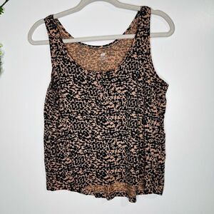 H&M Animal Print Brown and Black Women's Button-Up Tank Top Size Small